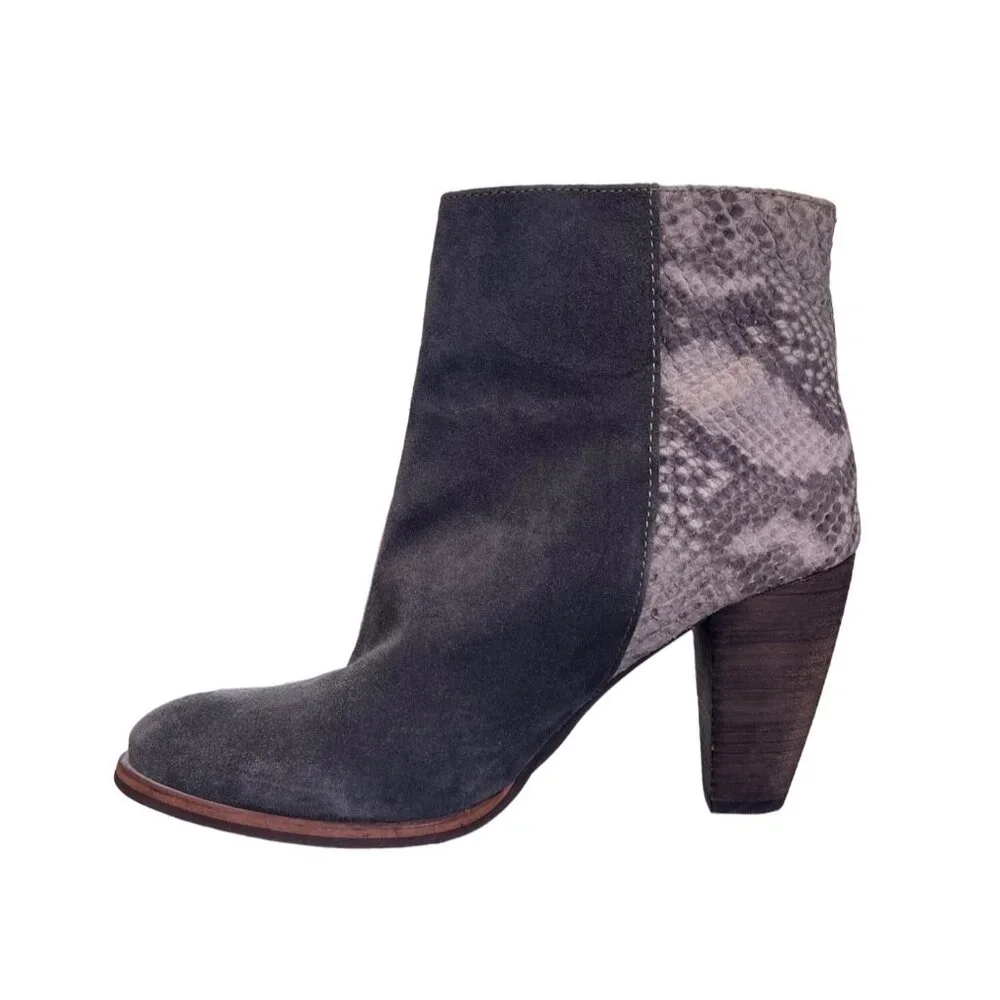 Alpe Women's Suede & Snakeskin Heeled Ankle Boots Size 39 / US 8 Gray Spain - Picture 7 of 10